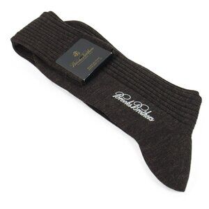 Brooks Brothers Men's Over-the-Calf Dress Socks Wool Brown Italy Shoe Size 13-16